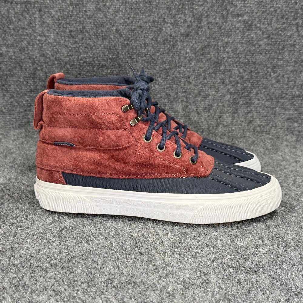 Vans Sneakers Women's Size‎ 9 Maroon Suede Blue High Lace Retro Athletic Shoes